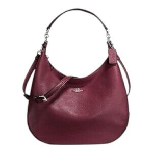 COACH Harley Hobo in Oxblood Burgundy Red Pebble Leather Crossbody Shoulder Bag